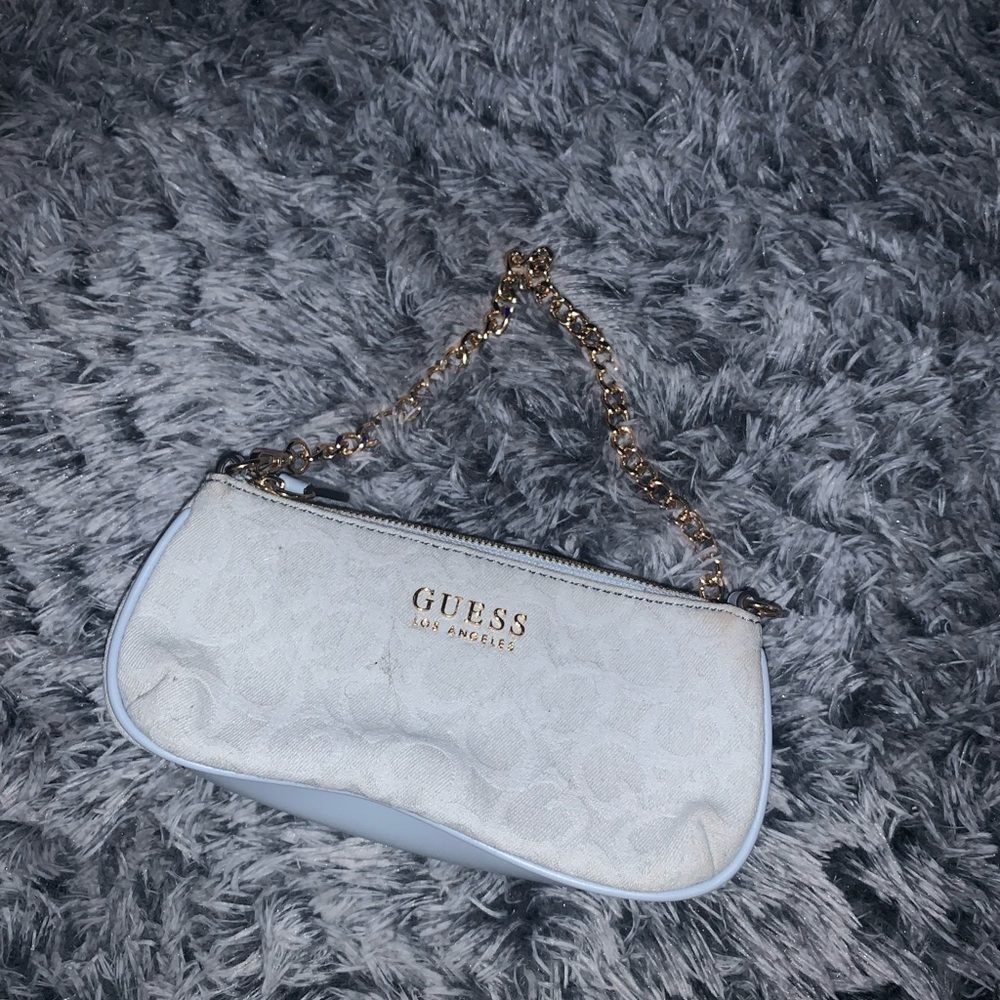 GUESS denim and Gold Shoulder Bag